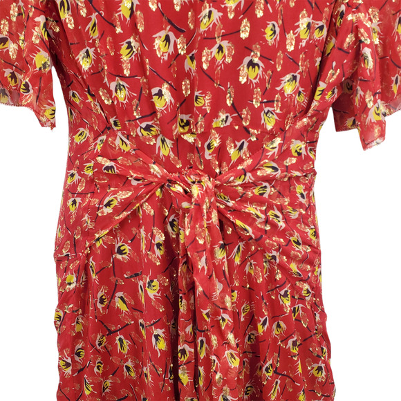 NEW L.K. BENNETT WOMEN’S SIZE 14 EVE CRANBERRY SHORT SLEEVE SILK DRESS - Picture 7 of 11